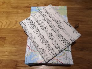 Sheet music used as gift wrap to reduce waste
